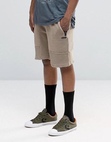 Hand Of God Oil Washed Sweat Shorts - Stone