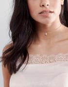 Asos Faux Pearl Drop Choker Necklace - Gold