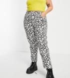Asos Design Curve High Rise 'original' Mom Jeans In Daisy Print With Elasticated Back Waist-multi