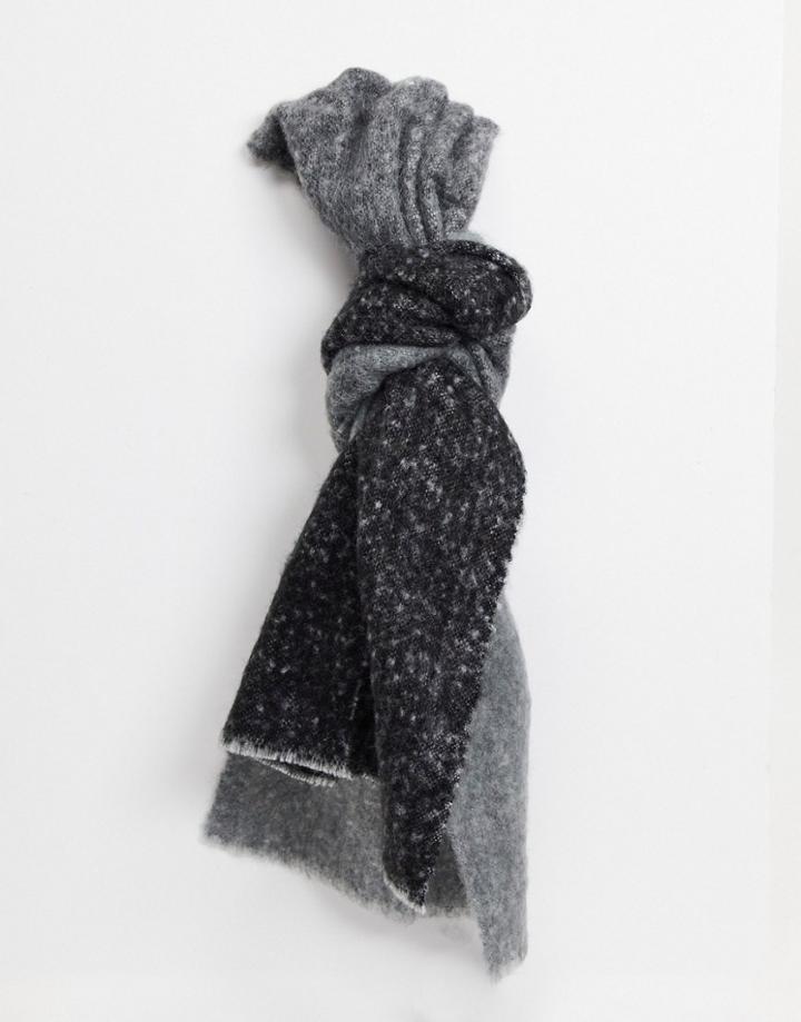 Asos Design Long Fluffy Ombre Scarf In Gray-grey