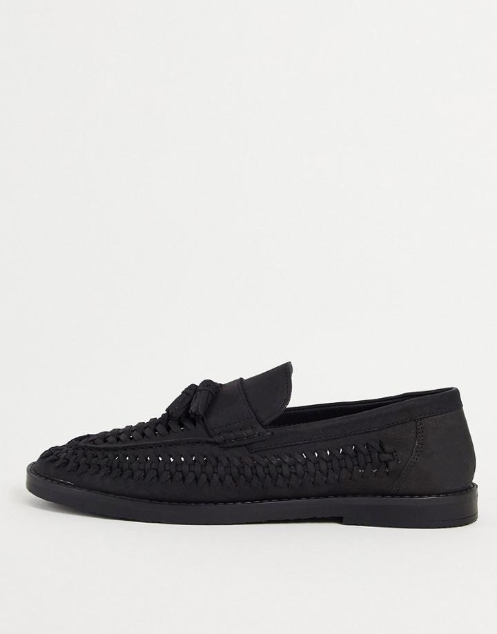 River Island Woven Tassel Loafer In Black