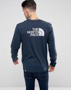 The North Face Long Sleeve T-shirt With Easy Back Logo In Navy - Navy