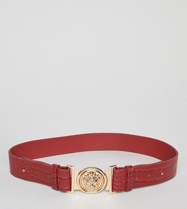 My Accessories Faux Croc Clip Buckle Belt - Silver