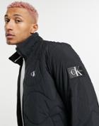Calvin Klein Jeans Quilted Nylon Jacket In Black