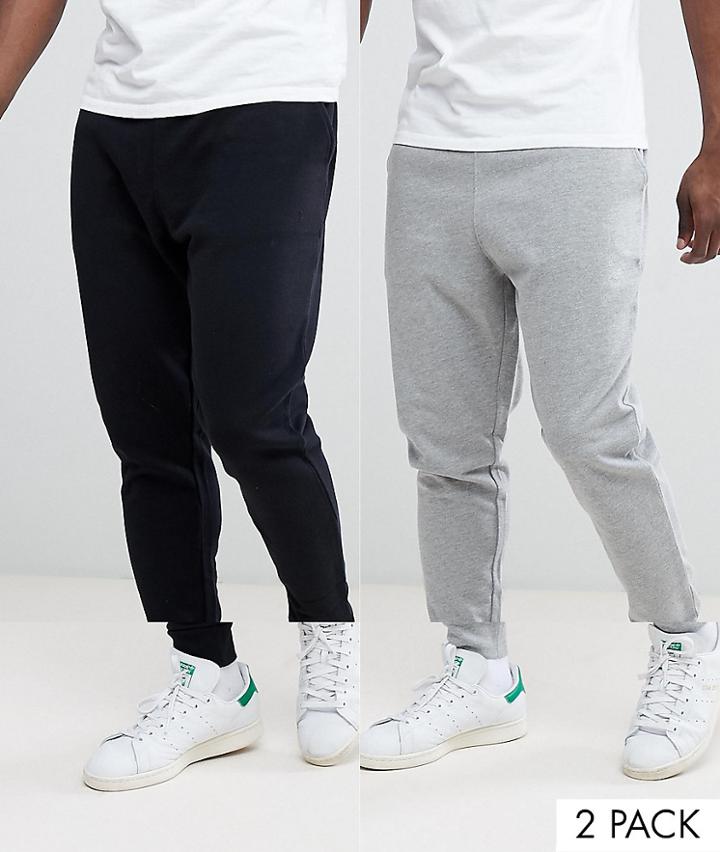 Asos Tapered Joggers 2 Pack Gray Marl/black Save - Multi