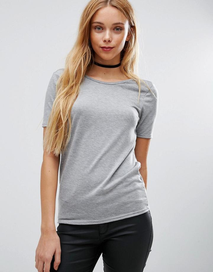 Daisy Street Drape Back T-shirt - Gray