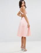 Asos Scuba Cross Back Midi Skater Dress - Pink