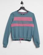 Only Play Neva Brushed Cropped Sweatshirt With Stripes In Blue-blues