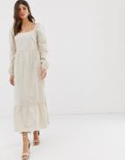 Vila Square Neck Cotton Maxi Smock Dress - Cream