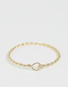 Asos Design Bangle Bracelet With Twist Design And Hook Clasp In Gold Tone - Gold