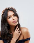 Asos Statement Floral Leaf Headband - Copper