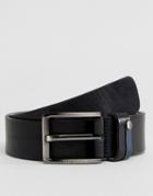 Ted Baker Keepsak Belt In Leather With Contrast Keeper - Black