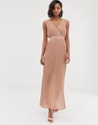 Y.a.s Pleated Wrap Maxi Dress-brown