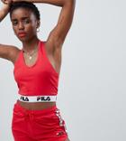 Fila Halter Neck Crop Top With Logo Tape Two-piece - Red