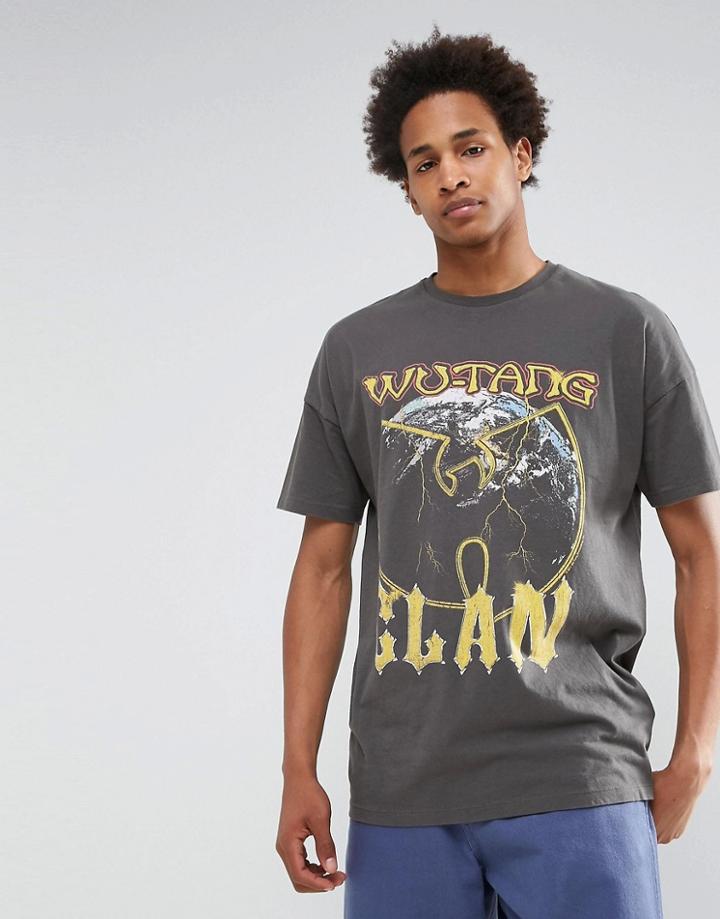 Asos Wu Tang Clan Oversized T-shirt With Wash - Black