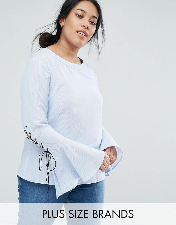 Unique 21 Hero Woven Top With Sleeve Detail - Blue
