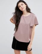 Vila T-shirt With Frill Sleeve - Pink