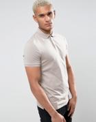 Asos Muscle Fit Polo In Jersey In Gray - Beige