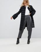 Helene Berman Trumpet Sleeve Metallic Stripe Coat - Navy