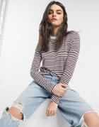 Selected Femme Perfect T-shirt With Long Sleeves In Red Stripe-multi