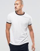 Asos T-shirt With Contrast Neck And Cuff In Light Gray Marl - Light Gray Marl