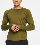Vai21 Muscle Fit Long Sleeve Top In Dark Olive-green