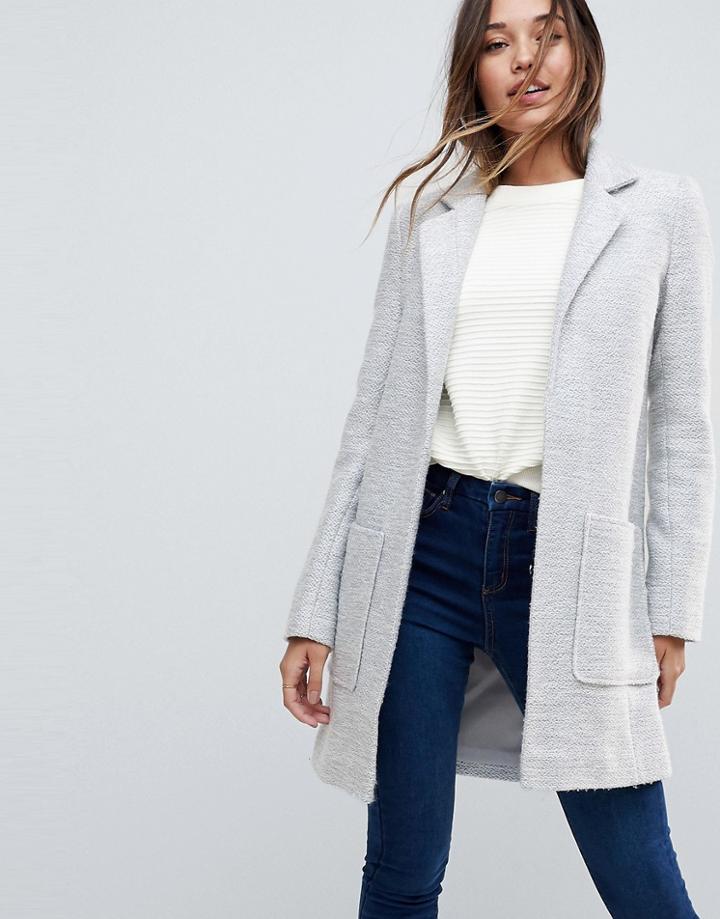 Asos Slim Coat In Texture - Gray