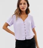 New Look Boxy Crop Short Sleeved Shirt In Lilac - Purple