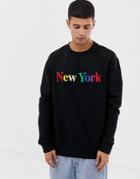 New Look Sweat With New York Embroidery - Black