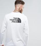 The North Face Long Sleeve Top Easy Back Logo In White Exclusive To Asos - White