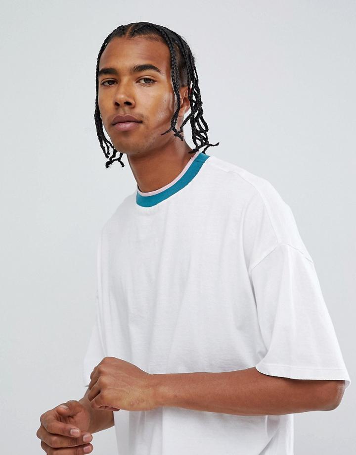 Asos Design Oversized T-shirt With Contrast Tipping - Multi