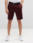 Asos Smart Mid Length Skinny Shorts In Burgundy - Burgundy