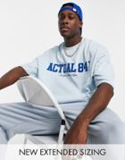 Asos Actual Oversized T-shirt In Heavyweight Jersey With Applique Logo In Light Blue-blues