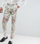 Asos Edition Tall Wedding Skinny Suit Pants In Pastel Floral Jaquard - Blue