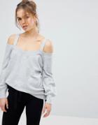 Micha Lounge Cold Shoulder Sweater - Gray