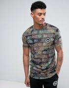 Hype T-shirt In Camo With Japanese Print - Black
