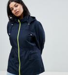 Brave Soul Plus Rave Rain Trench With Neon Zip - Green
