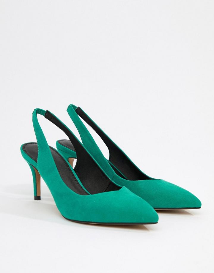 Asos Design Sebastian Slingback Mid Heels - Green