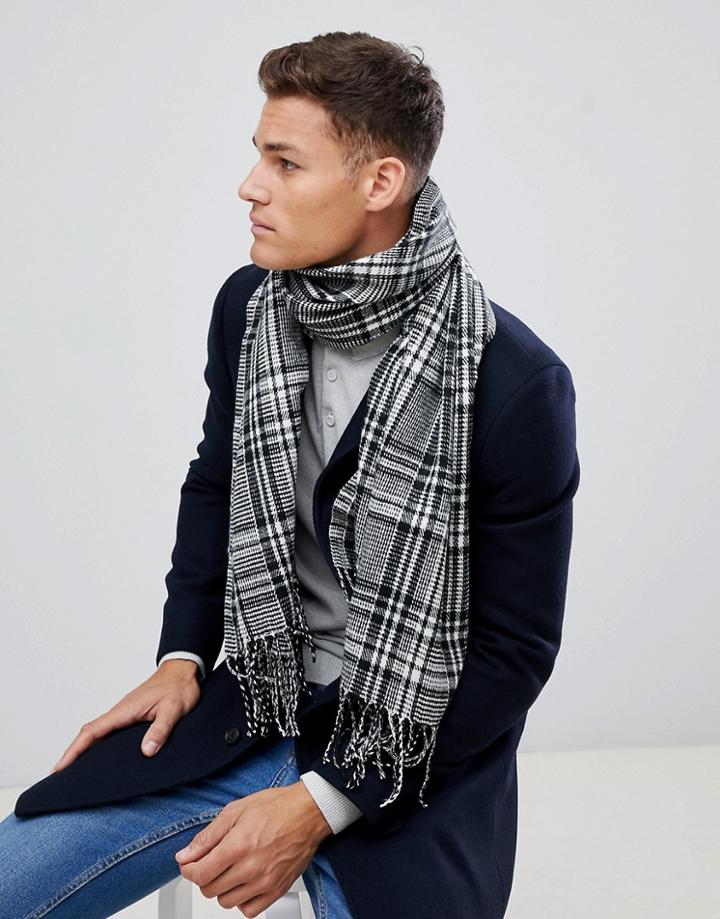 Jack & Jones Check Scarf - Black