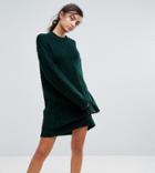 Asos Tall Oversized Knitted Dress With Cable Detail - Green