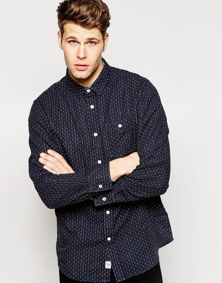 Brave Soul Reverse Stitch Shirt - Black