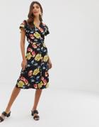 Vila Floral Button Through Skirt - Multi