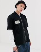 Diesel S-drima Zip Through Short Sleeve Shirt In Black - Black