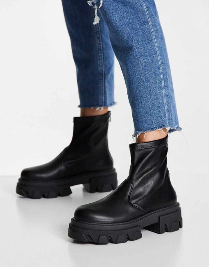 Topshop Kendall Stretch Boot In Black