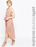 True Decadence Petite Wrap Cami Dress With Ruffles - Pink