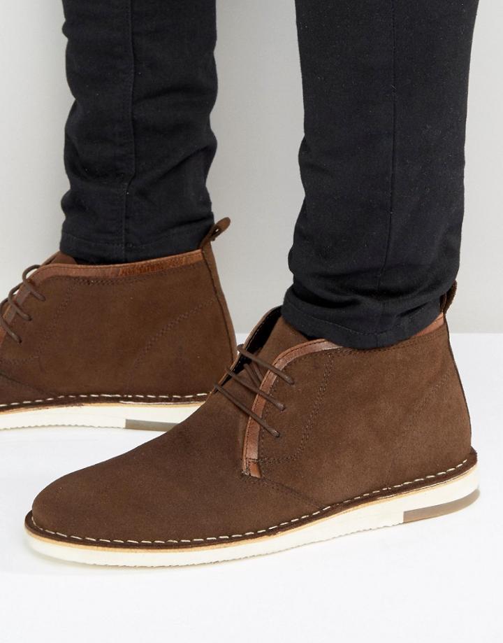 Asos Desert Boots In Brown Suede With Leather Detailing - Brown