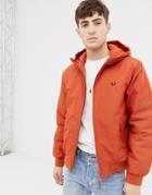 Fred Perry Brentham Hooded Padded Jacket In Orange - Orange