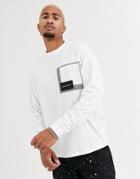 Asos Design Heavyweight Oversized Long Sleeve T-shirt With Reflective Utility Pocket And Unrivalled Supply Logo-white