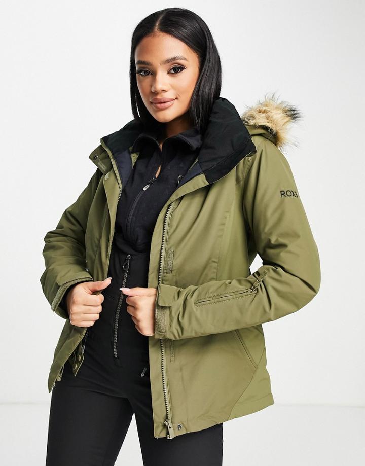 Roxy Jet Ski Jacket In Khaki-green