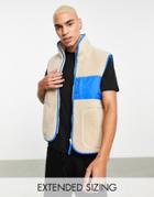 Asos Design Vest With Contrast Pocket In Stone-neutral
